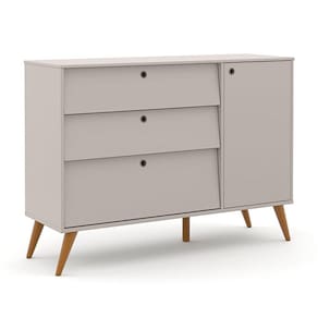 Comoda de Bebê Gold Retrô 1 Porta e 3 Gavetas 100% MDF Cor Cinza com Eco Wood - Matic Móveis