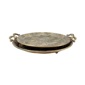 Conjunto 2 Bandejas Decorativas Metal Bronze CR0147 BTC