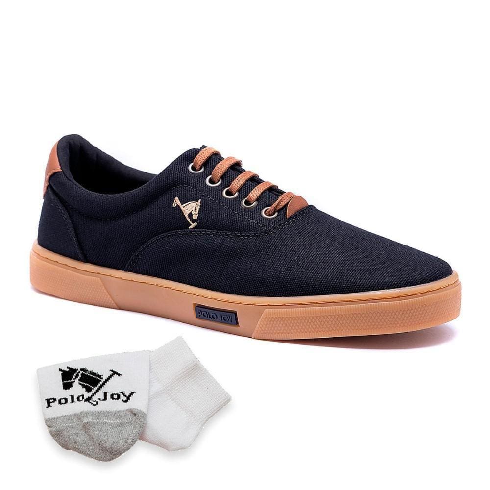 Tênis Masculino Casual Em Lona Polo Joy Confortável + Meia