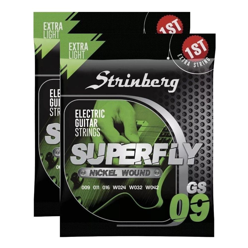 Kit 2 Encordoamento Strinberg Para Guitarra GS09 - 6 Cordas