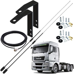 2 Antena Px Black Argentina 1,63m Suporte Dianteiro Vw Volkswagen Man Cabo 5,5m Parafusos