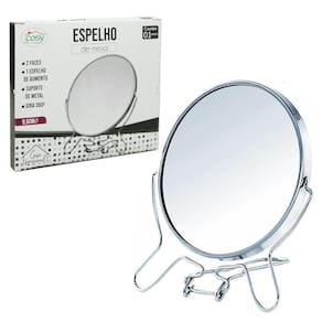Espelho Mesa Redondo Dupla Face 3,5`` 9,5Cm Pedestal Aramado