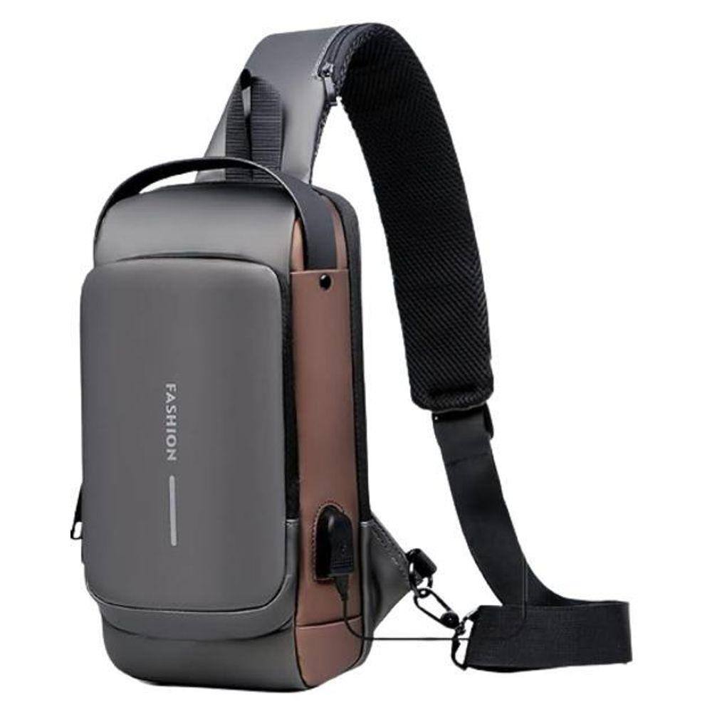 Bolsa Mochila De Ombro Anti-Roubo Transversal Usb Pochete