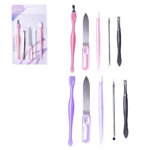 Kit Manicure Lixa Unha + Pinca Sobrancelha Acessorio 5 Pecas