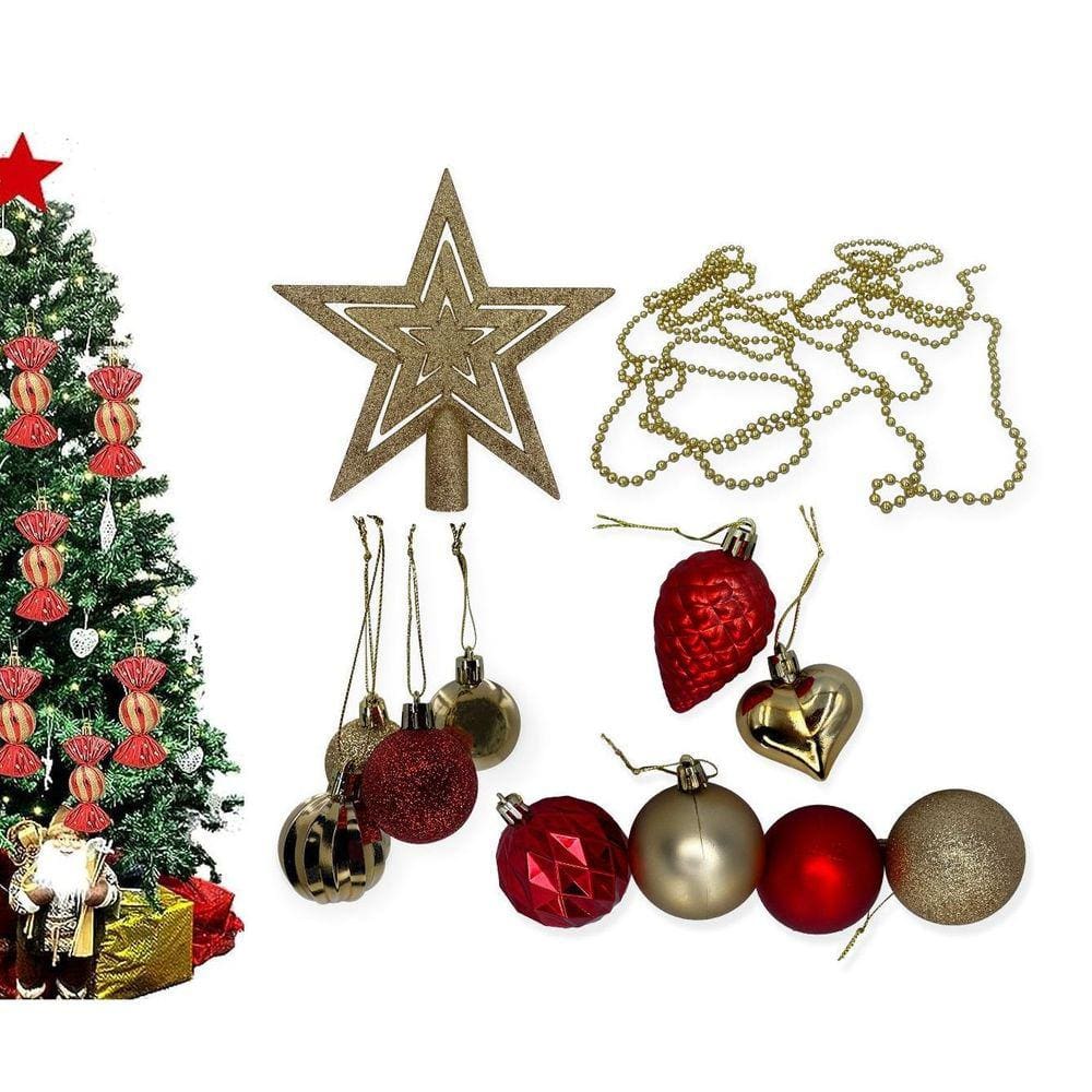 Kit 40 Enfeites Arvore Natal Premium Com Acessórios Completo