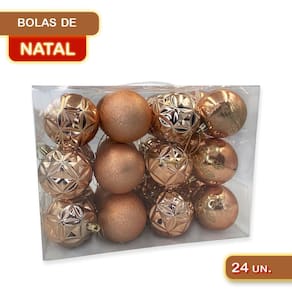 Kit 24 Unidades Enfeite Bolas Dourada Árvore Natal Decoração