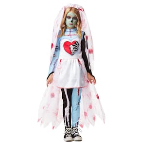 Fantasia Halloween Noiva Cadáver Menina Zumbi Infantil Luxo