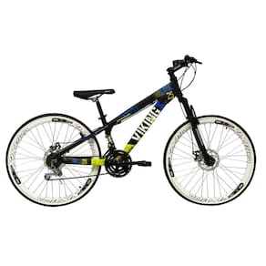 Bicicleta Aro 26 Vikingx Tuff 21v Alumínio Câmbios Shimano Freio a Disco Hidráulicos Aros Vmaxx Brancos - Preto\Verde X25