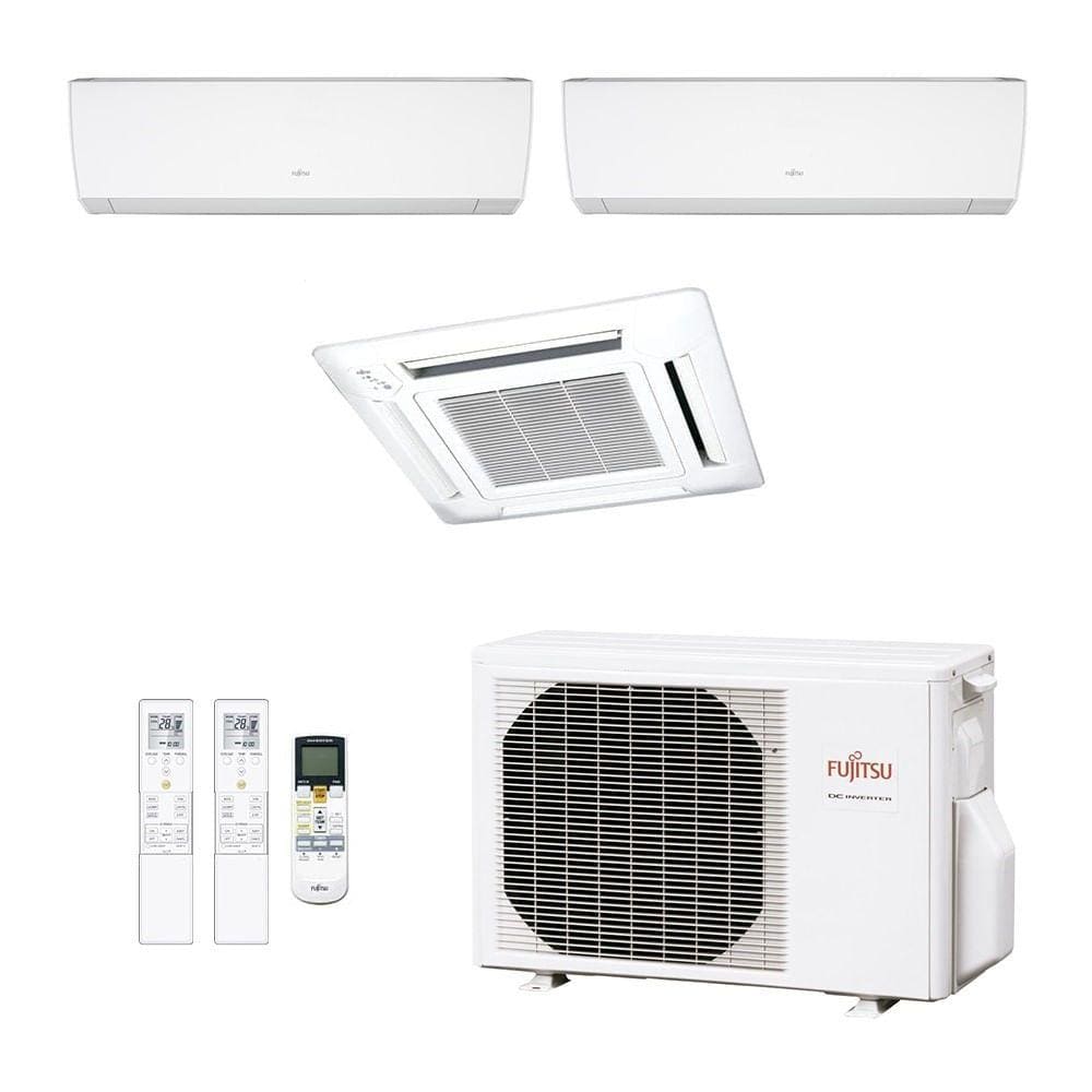 Ar-Condicionado Multi Split Inverter Fujitsu 23.000 (2x Evap HW 9.000 + 1x Evap Cassete 4 Vias 12.000) Quente/Frio 220V