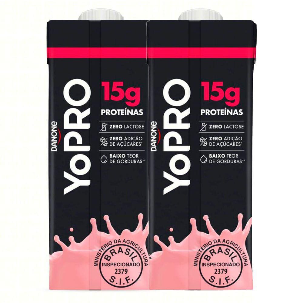 Kit 2 Bebida Láctea UHT YoPro Shake Sabor Morango 15g de Proteína 250ml