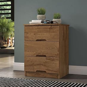 Mesa de Cabeceira com 3 Gavetas - Londres-Braúna - Móveis Europa