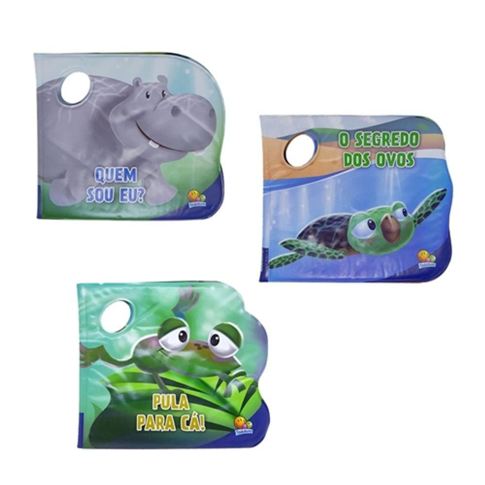 Livro De Banho Infantil Animais - 3 Unidades
