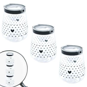 Pote hermético Flip decorado 1,9 litros preto com 3 unidades Plasutil ref.13565