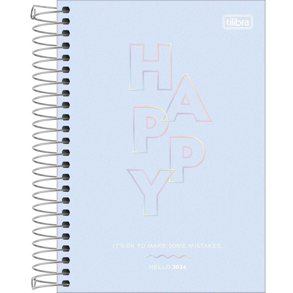 Agenda Espiral Diária Happy 2024 14x20cm 176 Folhas Tilibra