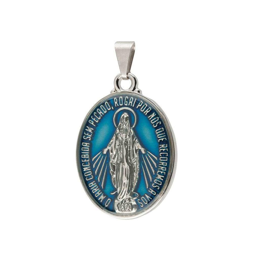 Medalha de Nossa Senhora das Graças Colorida Grande Metal