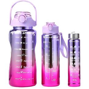 Kit 3 Garrafas Squeeze Plástica Gold Sports Degrade  Adesivos BPA-FREE 2 Lts, 800ml e 280ml