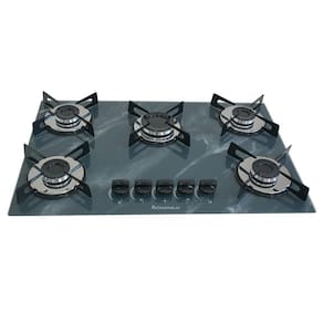 Fogão Cooktop Premium 5 Bocas Ultra Chama Marmorizado Cinza