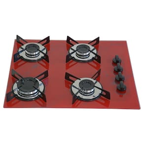 Fogão Cooktop Premium 4 Bocas Ultra Chama Marmorizado Vermelho