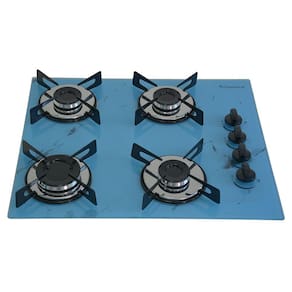 Fogão Cooktop Premium 4 Bocas Ultra Chama Marmorizado Azul