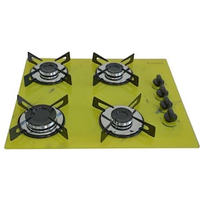 Fogão Cooktop Premium 4 Bocas Ultra Chama Marmorizado Amarelo