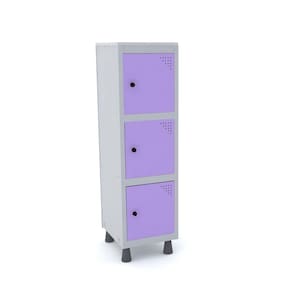 Armário Mini Roupeiro 3 Portas Aço MGRP 501/3 Cinza/Lilás