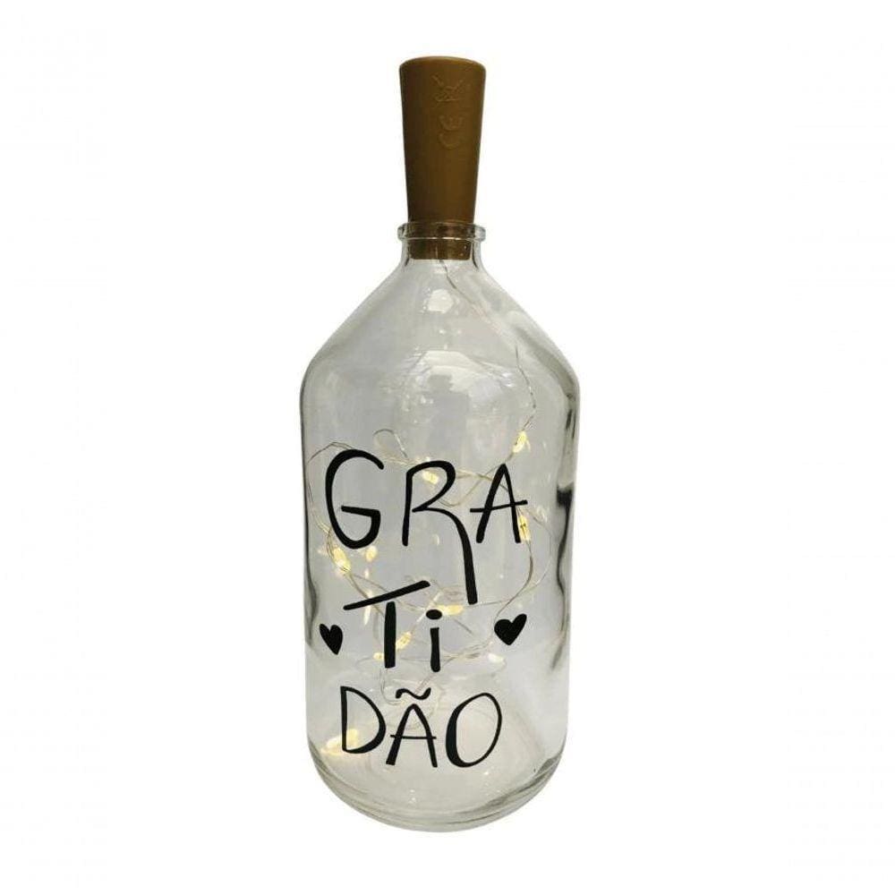 Garrafa Com Led Gratidão Decoração Enfeite