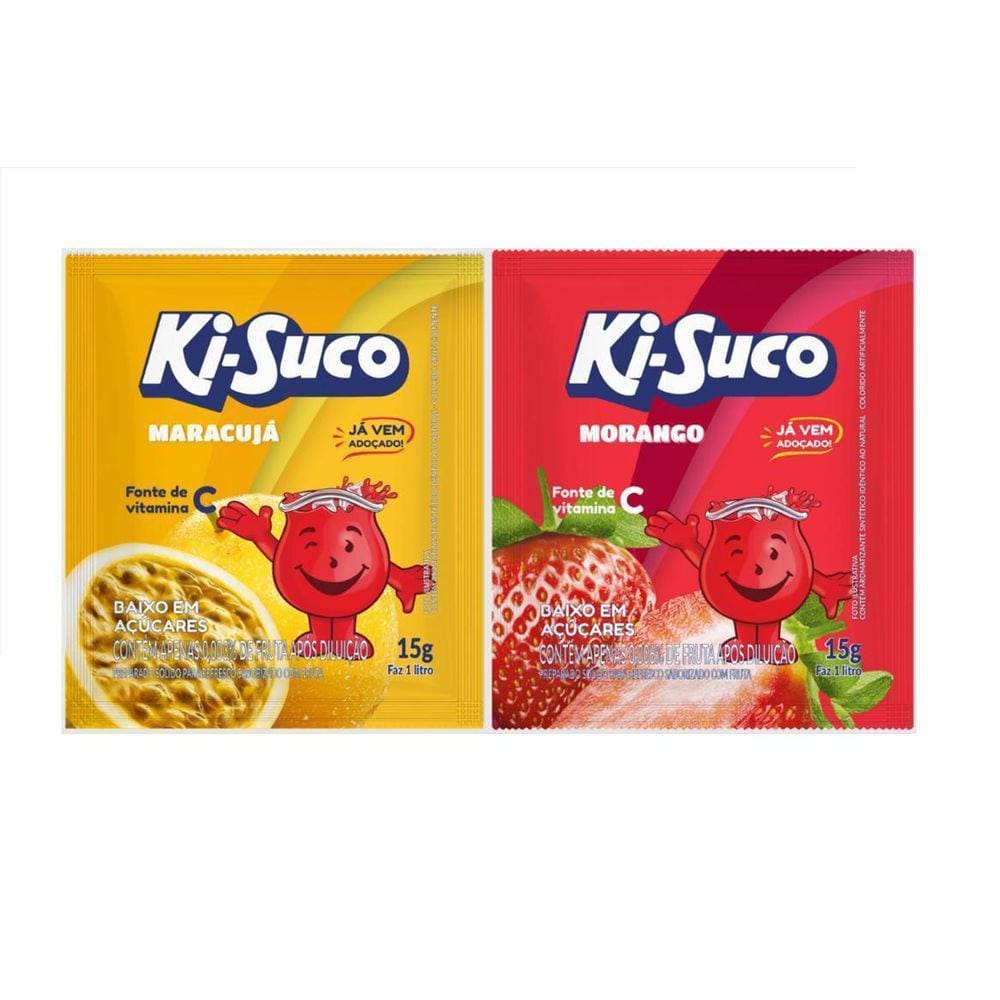 Kit 2 Refresco Pó Ki-Suco Sabor Maracujá E Morango 225G Cd