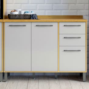 Balcão de Cozinha com Tampo 3 Portas 2 Gavetas 120 cm Áustria Valdemóveis