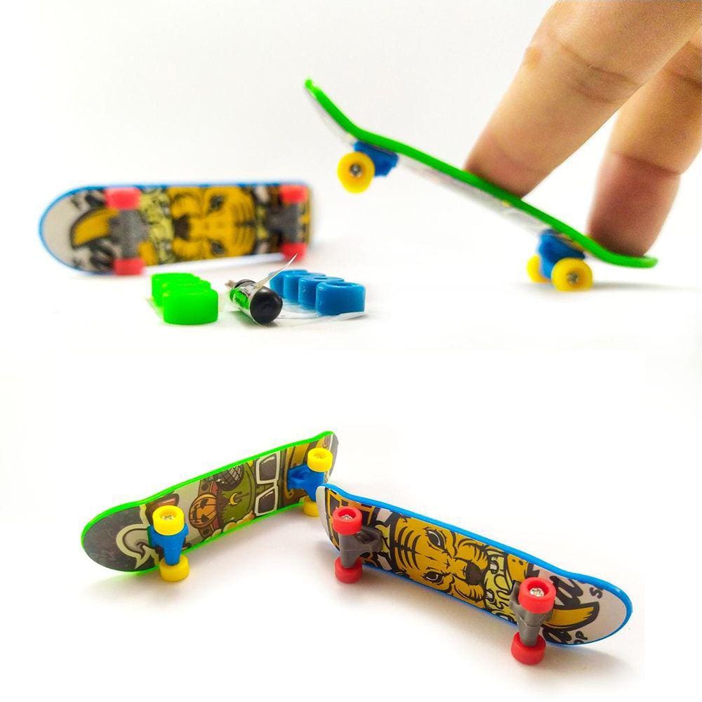 Kit 5 Skate De Dedo Mini Fingerboard Truck Metal Com Lixa