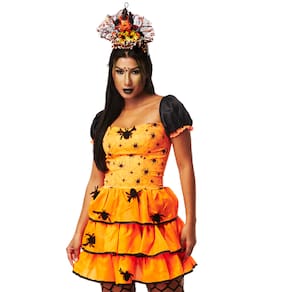 Fantasia Bruxa Adulta Halloween Feminina Vestido Curto Luxo
