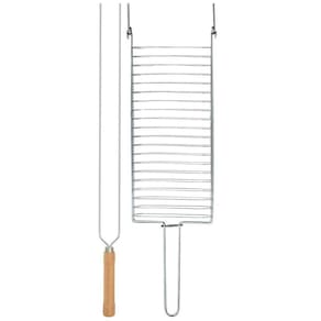 Kit Preparo Churrasco 2Pcs Churrasqueira Grelha Espeto 65Cm