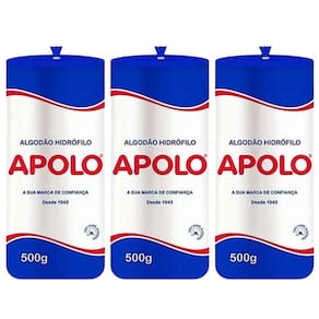 Kit Algodão Hidrófilo Apolo Em Rolo 500G C/3