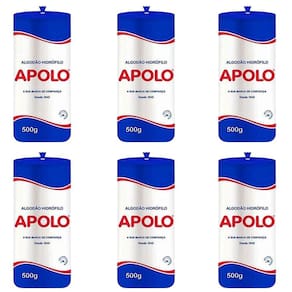 Kit Algodão Hidrófilo Apolo Em Rolo 500G C/6