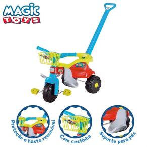 Triciclo Motoca Bebê Tico Tico Dino Rosa Aro Protetor Magic Toys