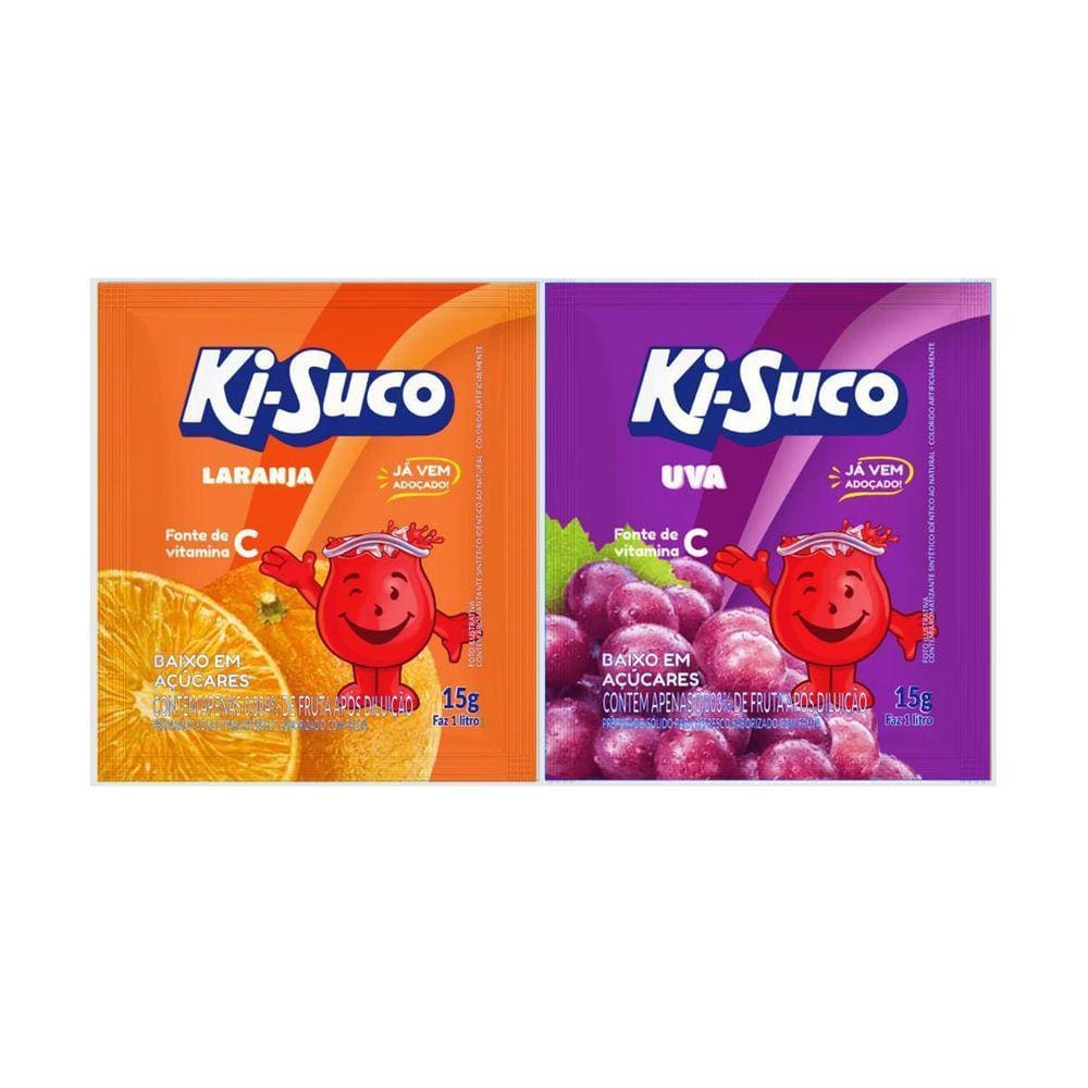 Kit 2 Refrescos Pó Ki-Suco Sabor Uva E Laranja 225G Cd