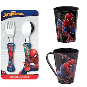 Kit Homem Aranha - Faqueiro Com 2 Peças E Copo E Caneca