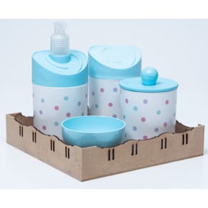 Kit Higiene Baby Poa Azul c/bandeja quadrada