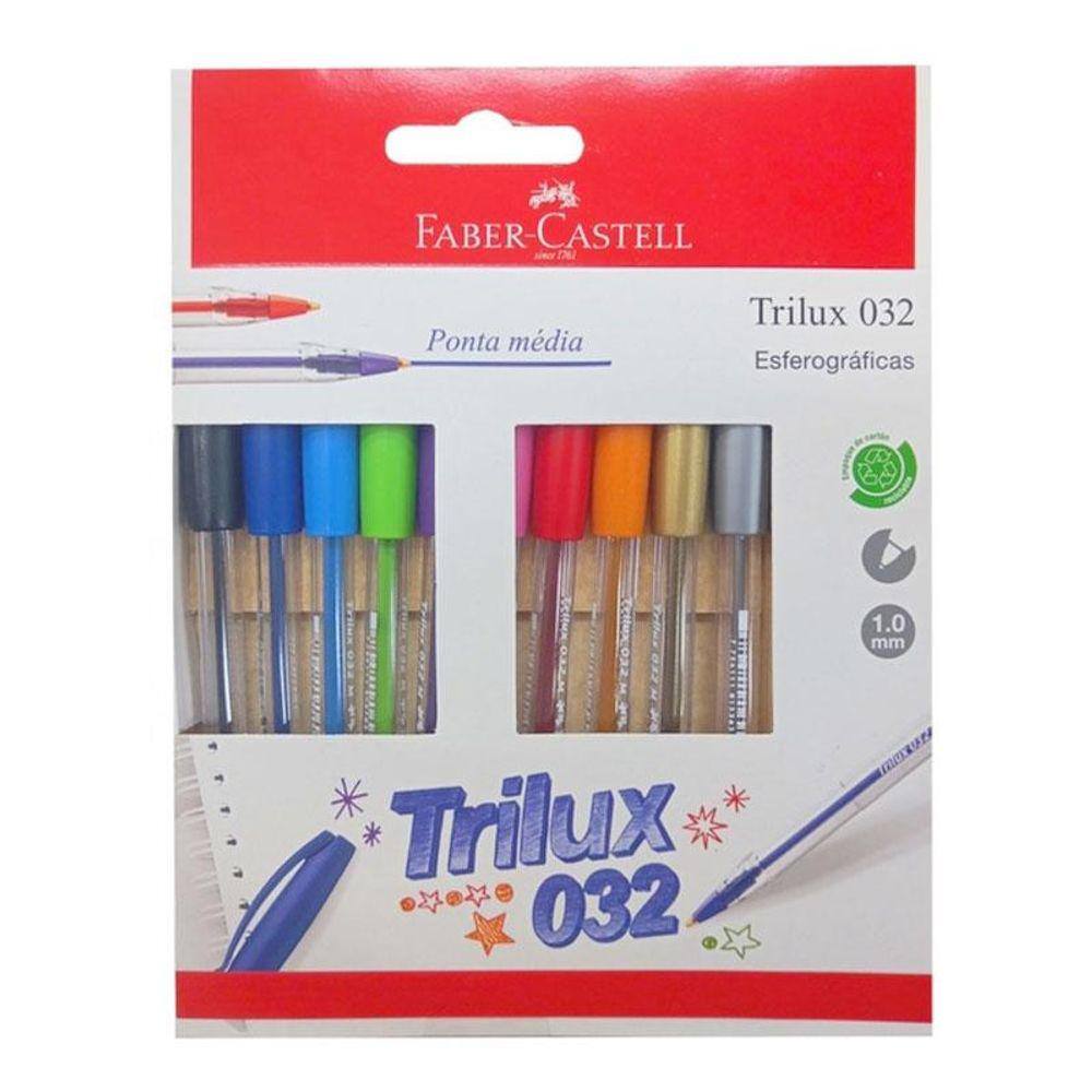 Caneta esferográfica Trilux SM/032ESC10 com 10 unidades Faber Castell