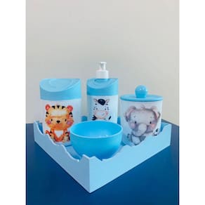 Kit Higiene Safari c/bandeja Color (Elefante, Zebra, Tigre)