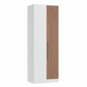 Guarda Roupa Modulado Canto Reto 1 Porta Requinte+ Móveis Castro Branco Line/Macadâmia