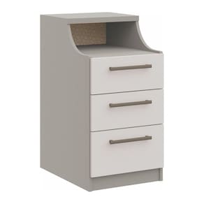 Mesa de Cabeceira 3 Gavetas 1 Nicho Elegance Móveis Castro Niquel/Blanc