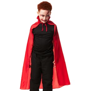 Capa Halloween Infantil Vampiro Fantasia Preta ou Vermelha