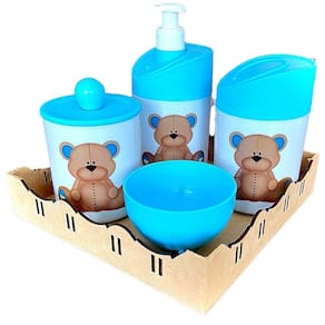 Kit Higiene Ursinho Azul c/bandeja quadrada