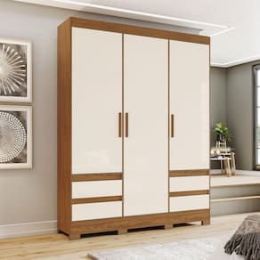 Guarda Roupas 3 Portas 4 Gavetas B55 Marrom/Off White