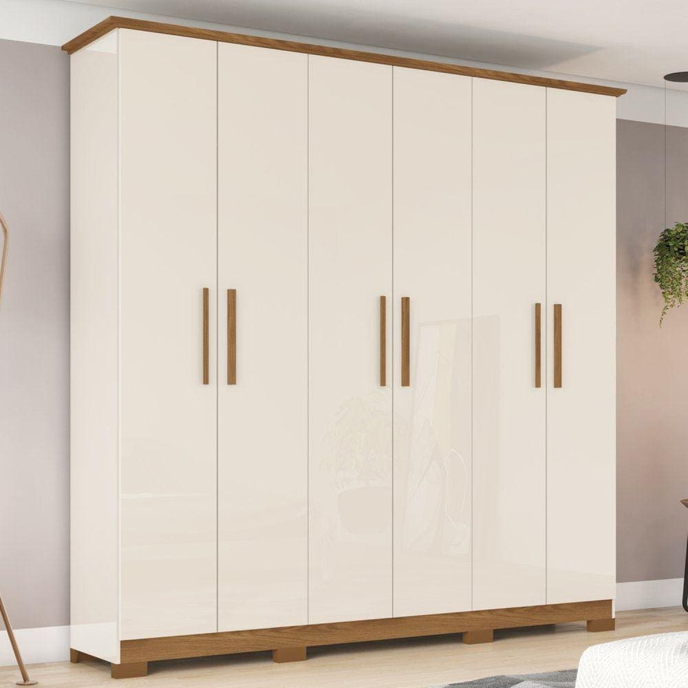 Guarda Roupas Casal 6 Portas 3 Gavetas Colver Off White/Marrom