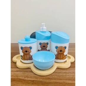 Kit Higiene Ursinho Azul/BANDEJA NUVEM CRUA