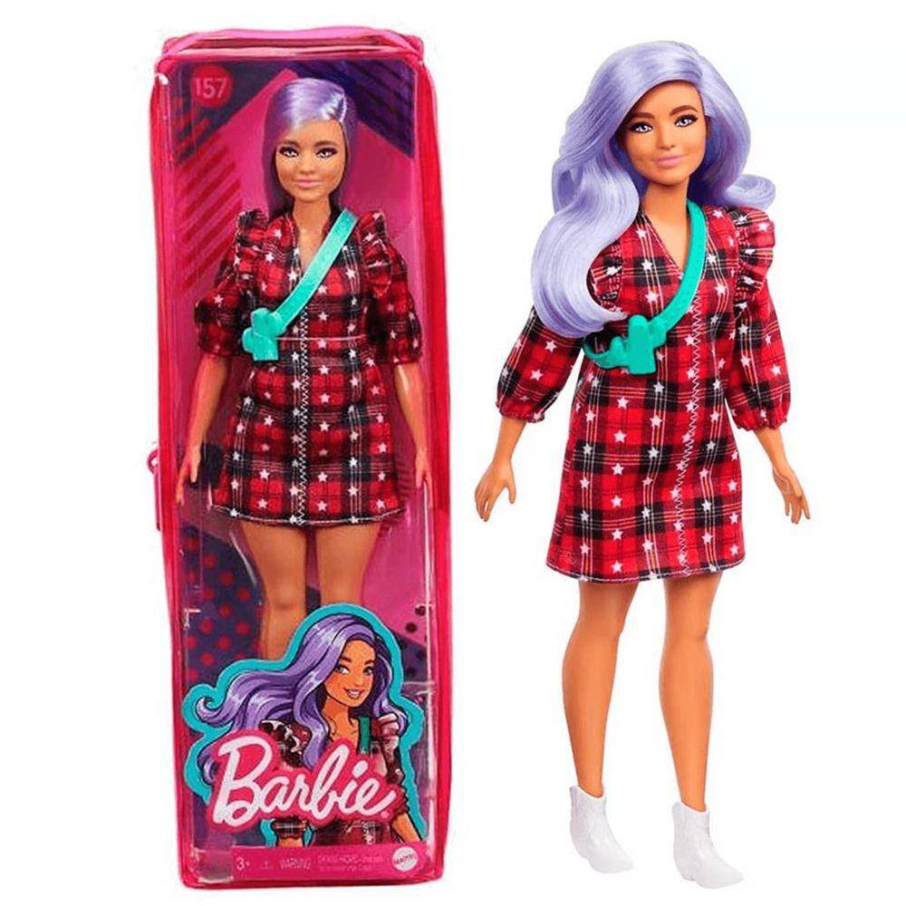 Boneca Barbie Fashionista Morena De Vestido Bolsa 157 Mattel em