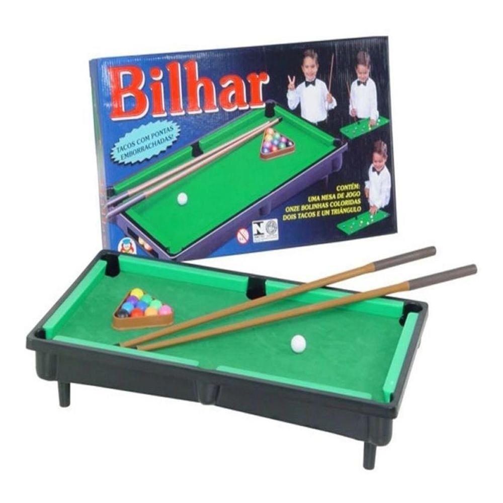 Mesinha de Jogo Sinuca 40CM Infantil Snooker Brilhar Com 02 Tacos