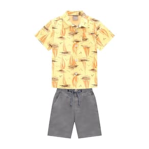 Conjunto Infantil Com Camisa Tricoline E Bermuda Sarja Milon Ref:15094 4/8