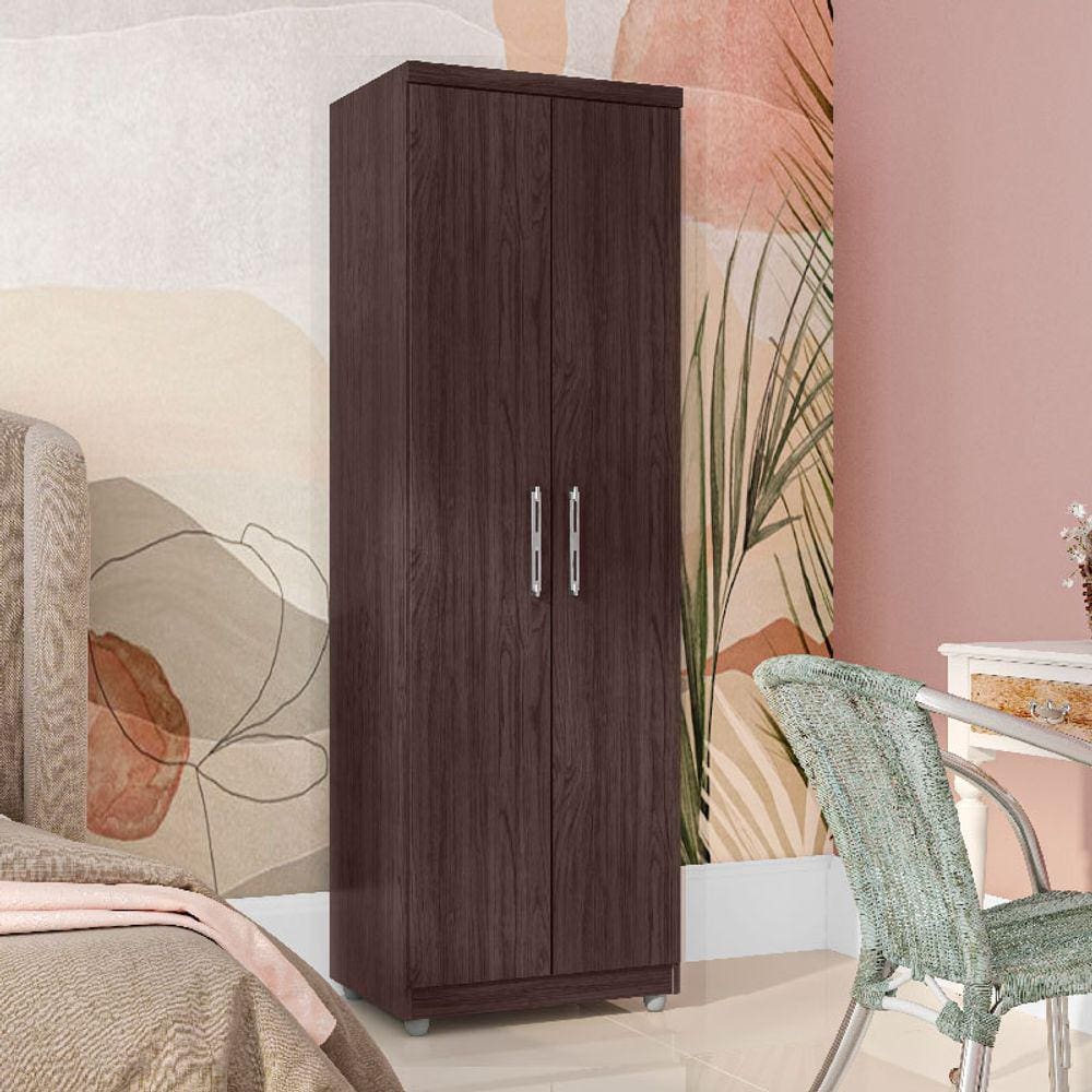 Armário Multiuso Sabrina com 2 Portas e Cabideiro Cor Castanho - AJL